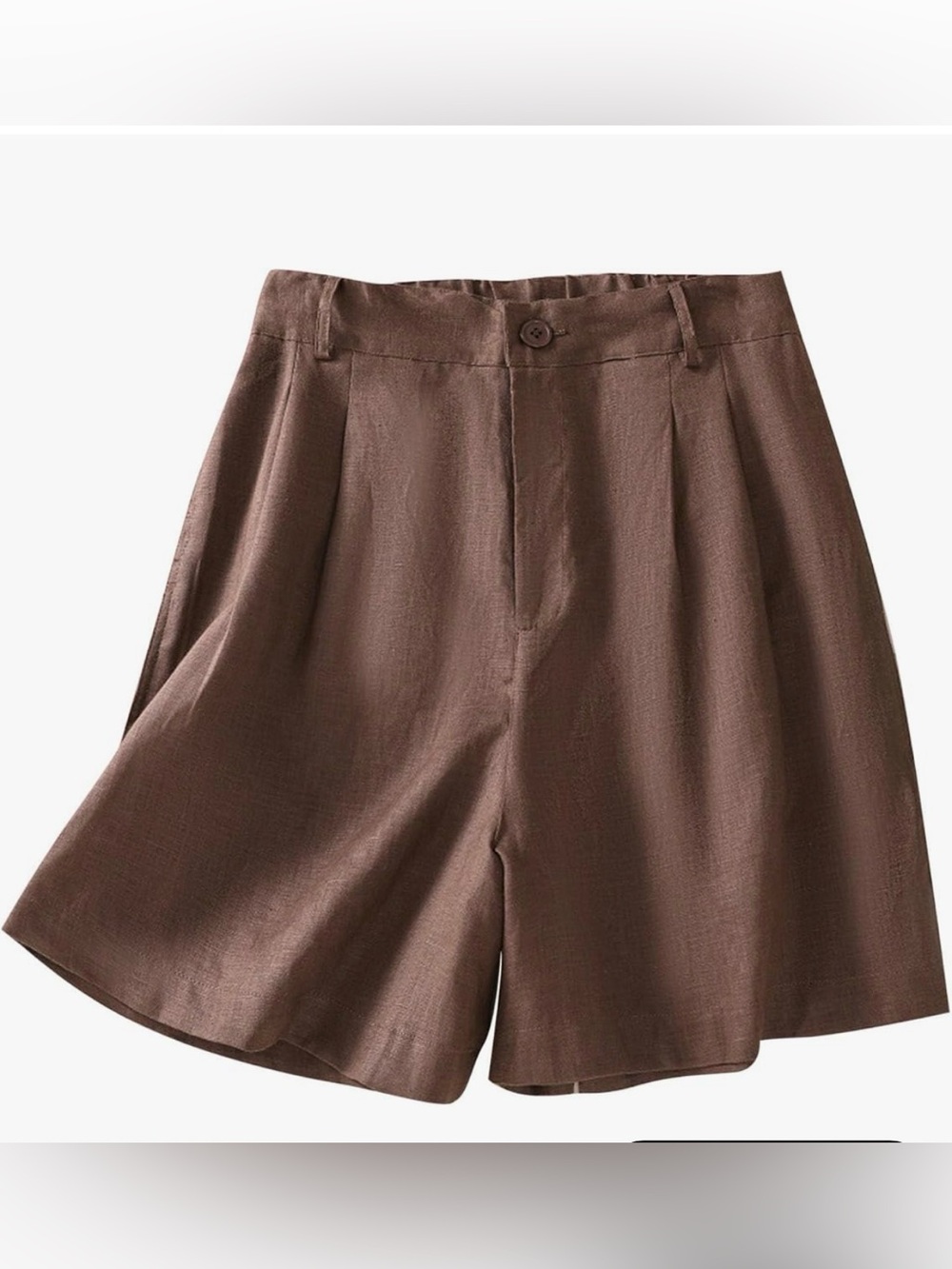 High-Waist Brown Women's Pleated Shorts